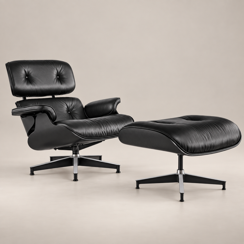 Buy Charles Eames Lounge Chair & Ottoman - Ebony Ash Wood | Black Leather