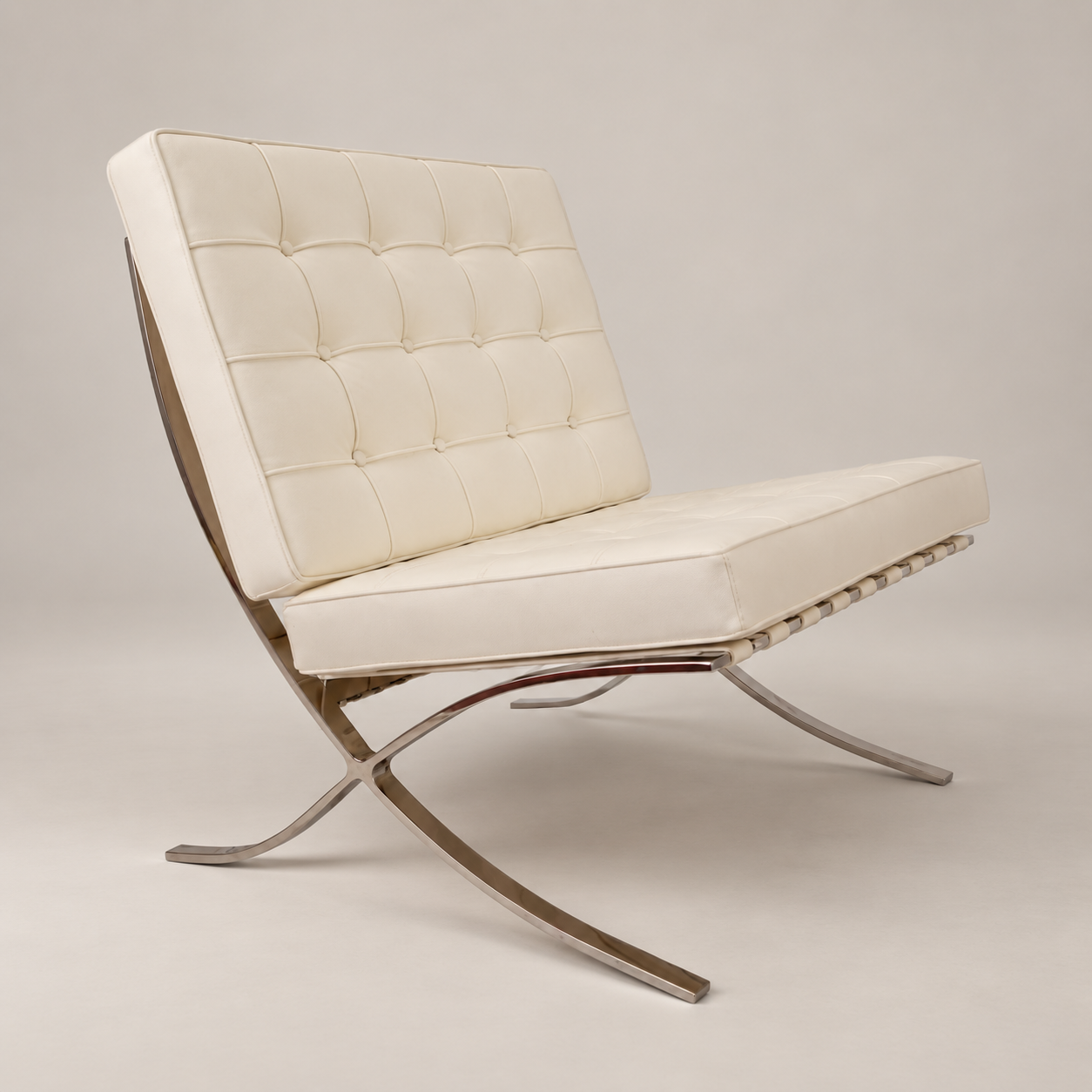 Cadeira Barcelona Premium Mies - Pele Branco Marfim