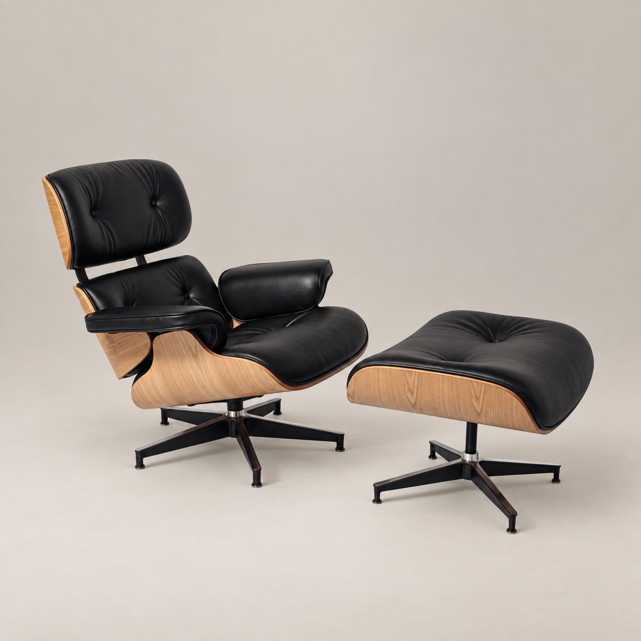 Eames Lounge Chair & Ottoman - Essenhout | Zwart