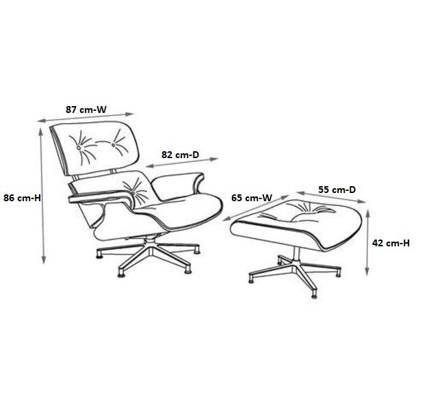 Eames Style Lounge Chair & Ottoman - Rosewood & Dark Brown Leather