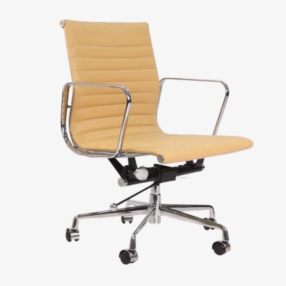 Eames Low Back Ribbed Office Chair EA117  – Tan Brown