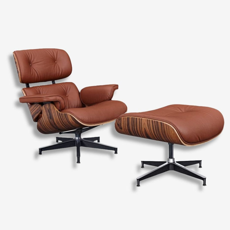 Charles Eames Fauteuil Lounge & Ottoman - Palissandre & Marron Tan