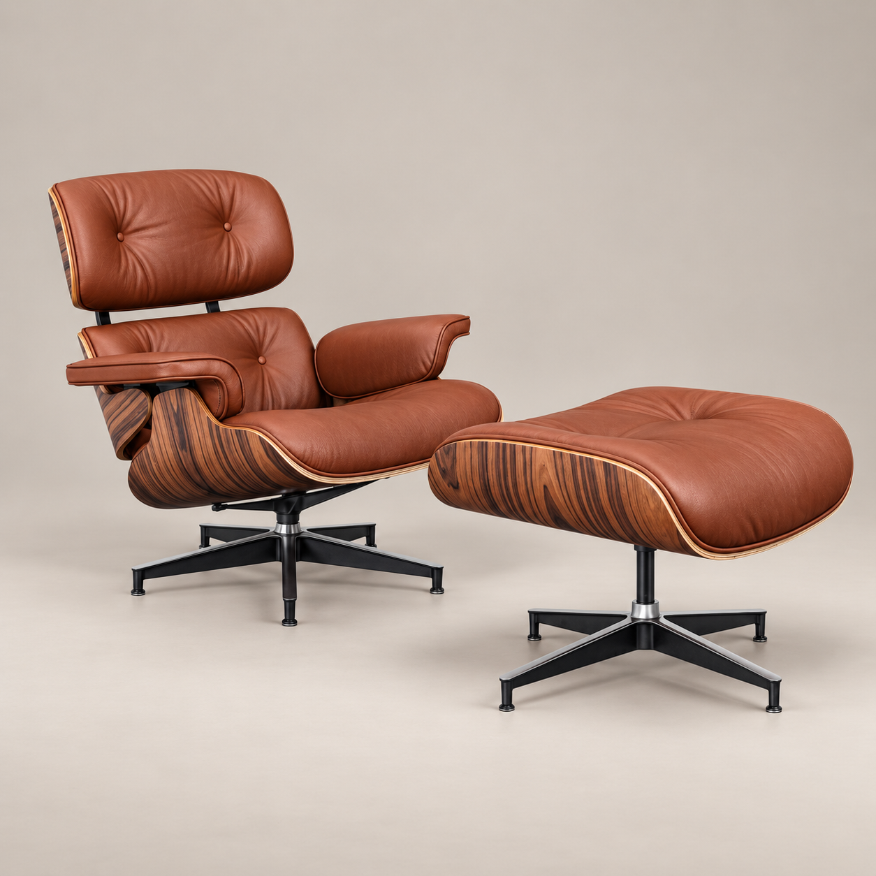 Buy Charles Eames Lounge Chair & Ottoman - Rosewood & Tan Brown