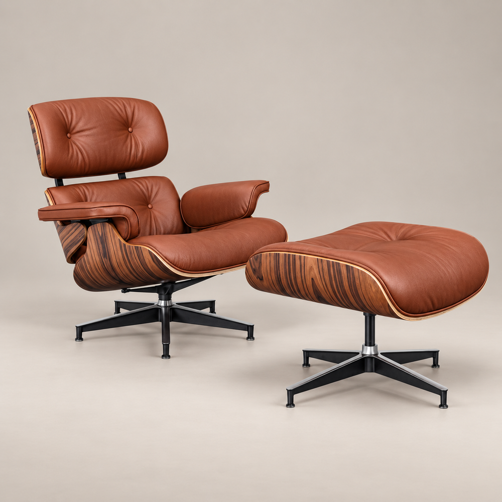 Buy Charles Eames Lounge Chair & Ottoman - Rosewood & Tan Brown