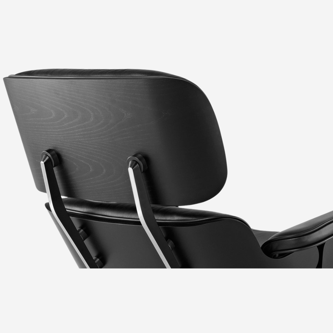 Eames All Black Lounge Chair & Ottoman Ebony Ash Wood Black Leather