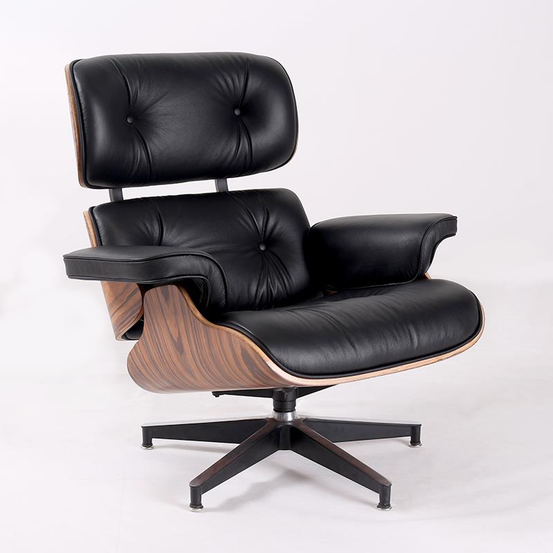 Eames Style Lounge Chair & Ottoman – Rosewood & Black Leather