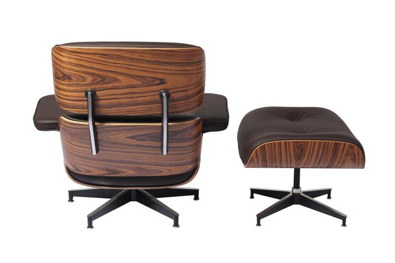 Eames Style Lounge Chair & Ottoman – Rosewood & Dark Brown Leather