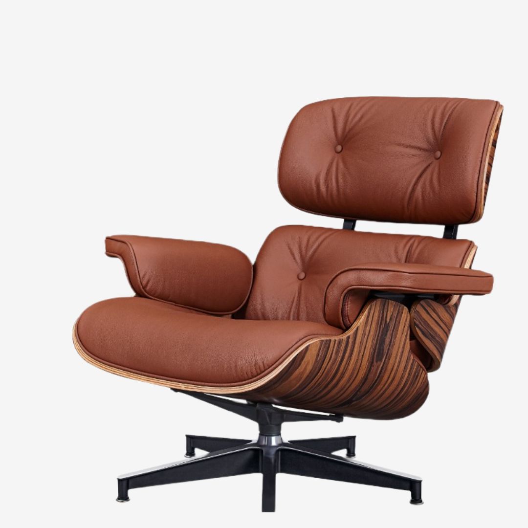 Eames Style Lounge Chair & Ottoman – Rosewood & Brown Leather