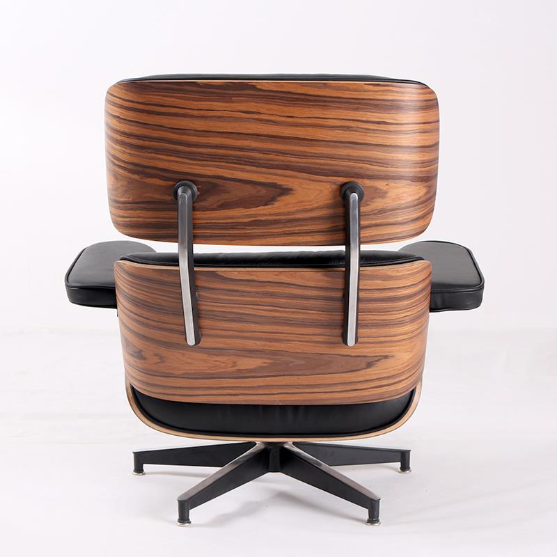 Eames Style Lounge Chair & Ottoman – Rosewood & Black Leather