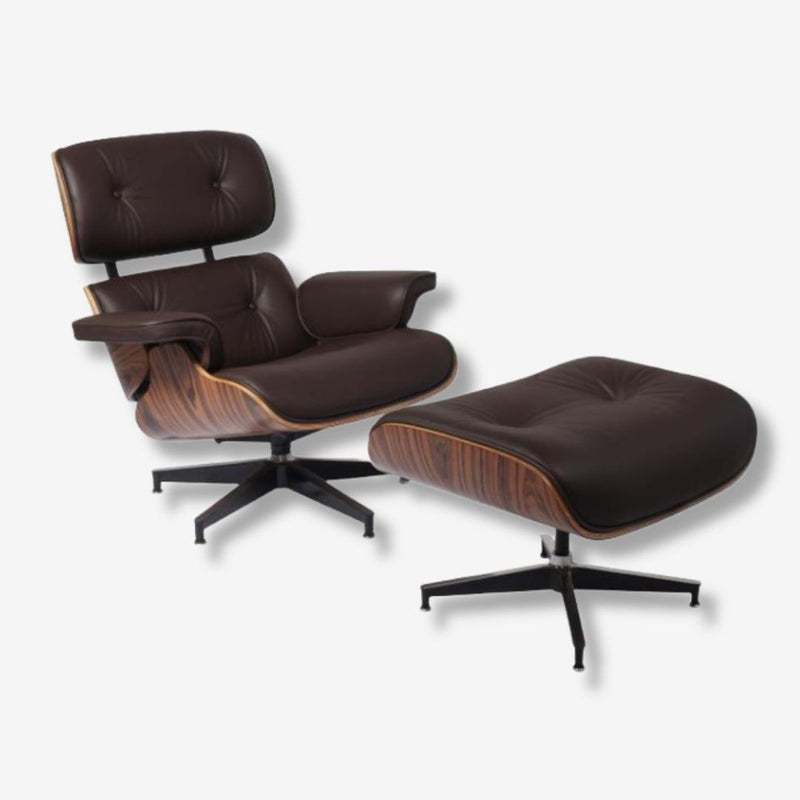 Eames Style Lounge Chair & Ottoman – Rosewood & Dark Brown Leather