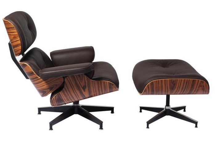Charles Eames lounge chair and ottoman in rosewood Brown