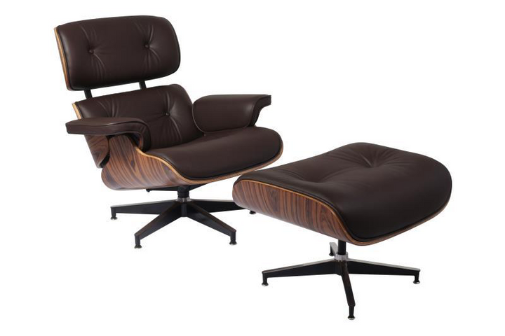 Charles Eames lounge chair and ottoman in rosewood Brown