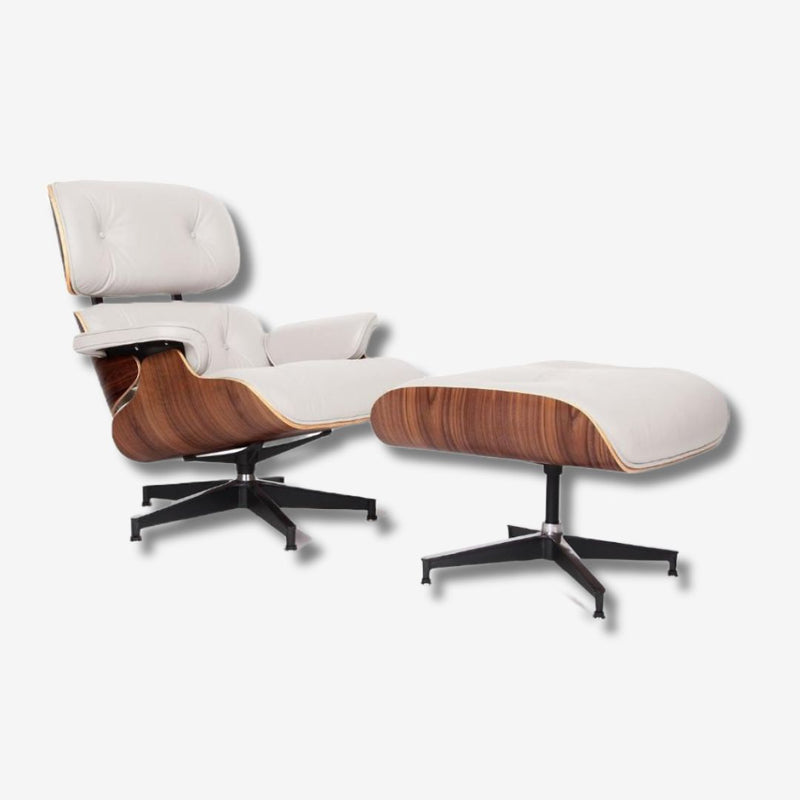 Eames Lounge Chair & Ottoman – Walnut Wood | White