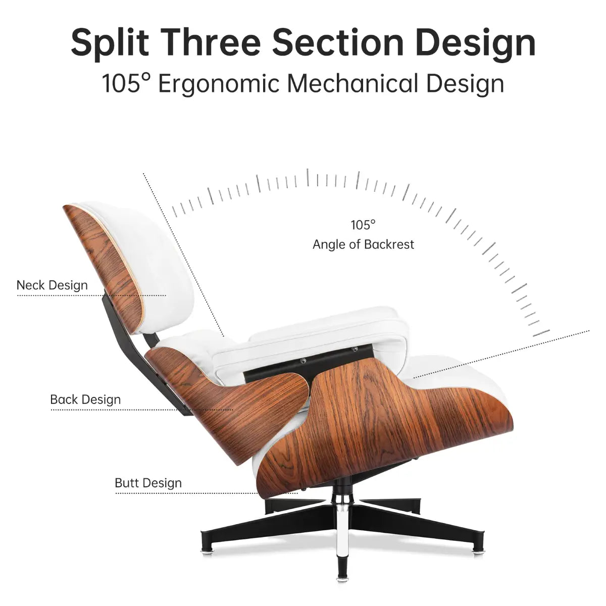 Eames Lounge Chair Replik: Rosenholz & Schwarz