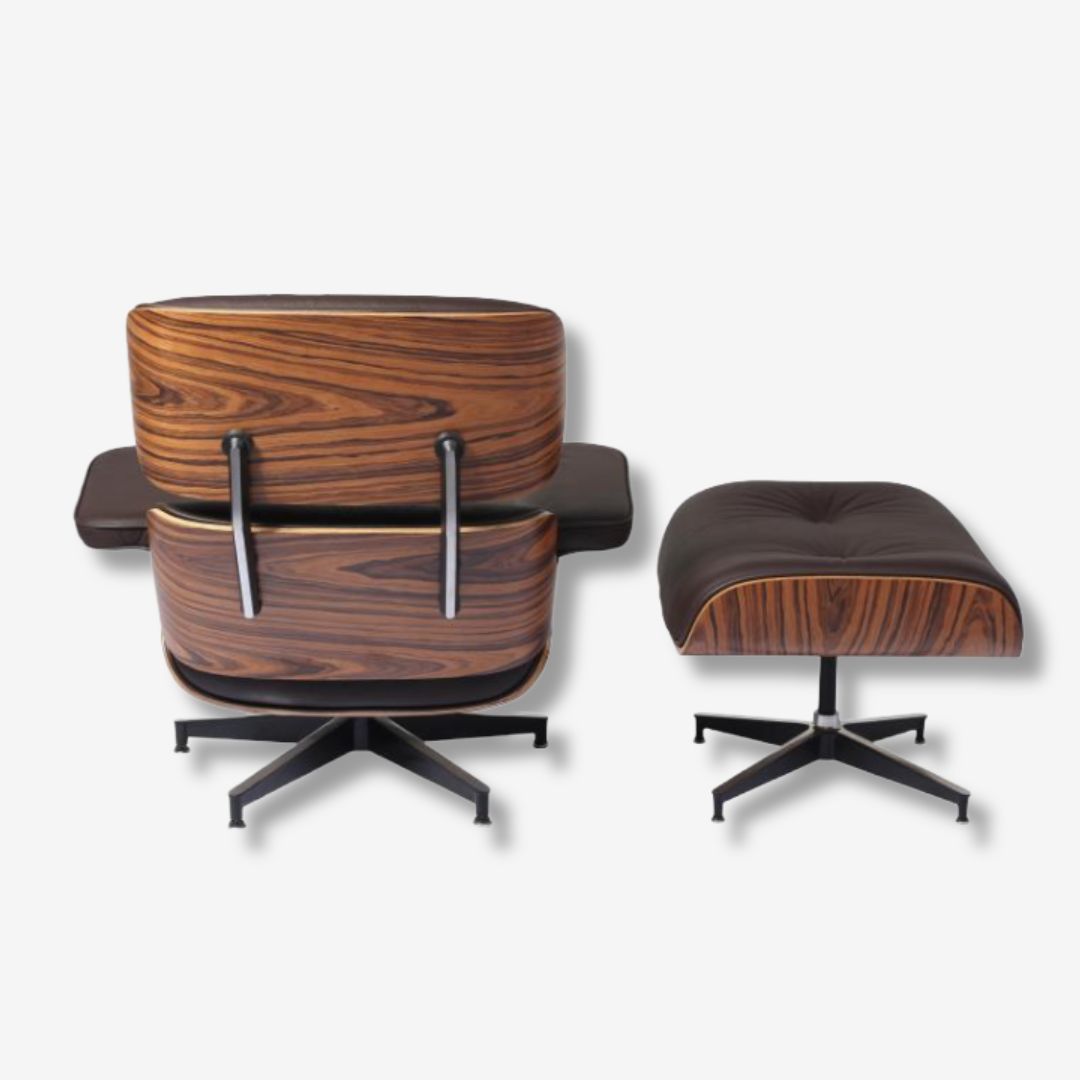 Eames Style Lounge Chair & Ottoman – Rosewood & Dark Brown Leather