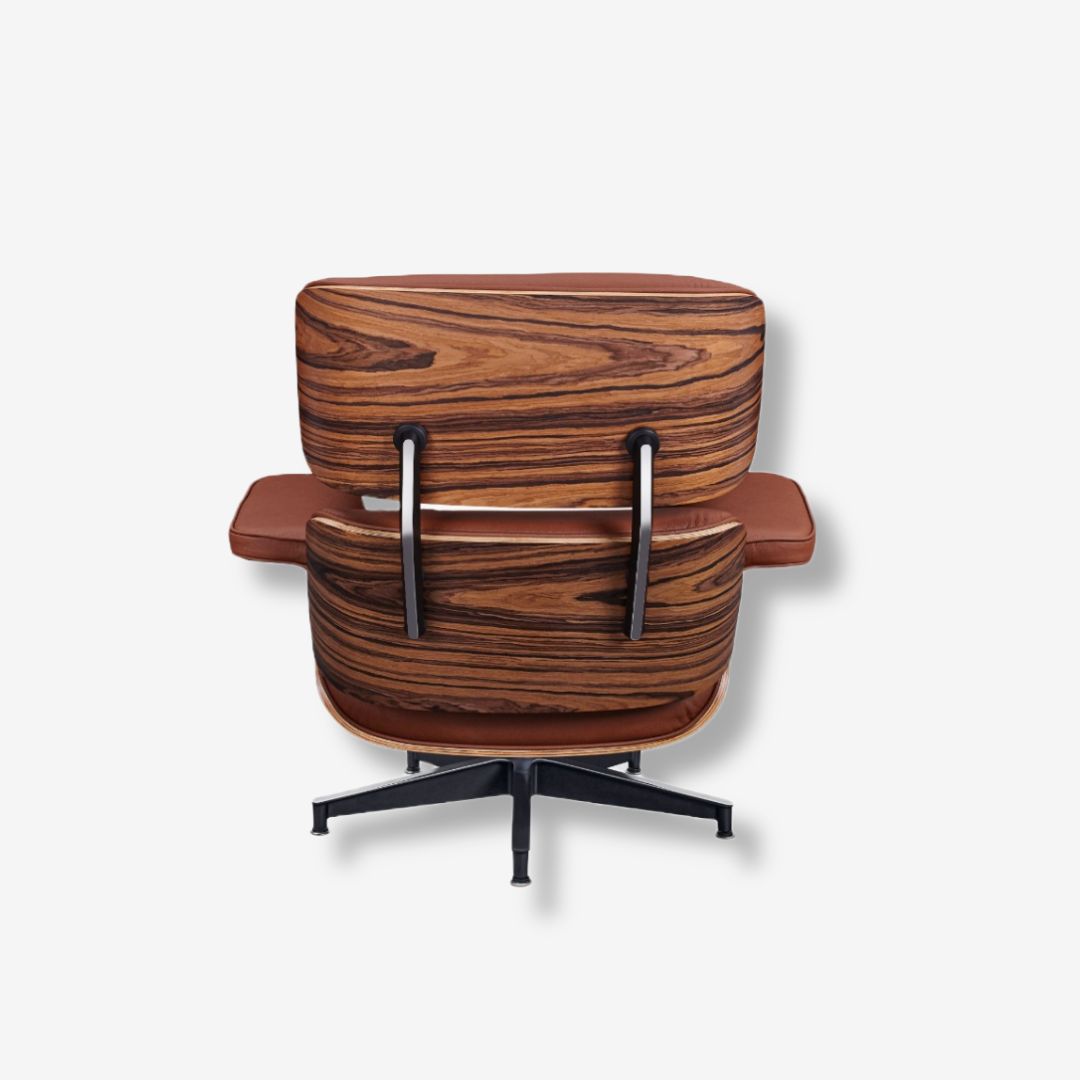 Eames Style Lounge Chair & Ottoman – Rosewood & Brown Leather