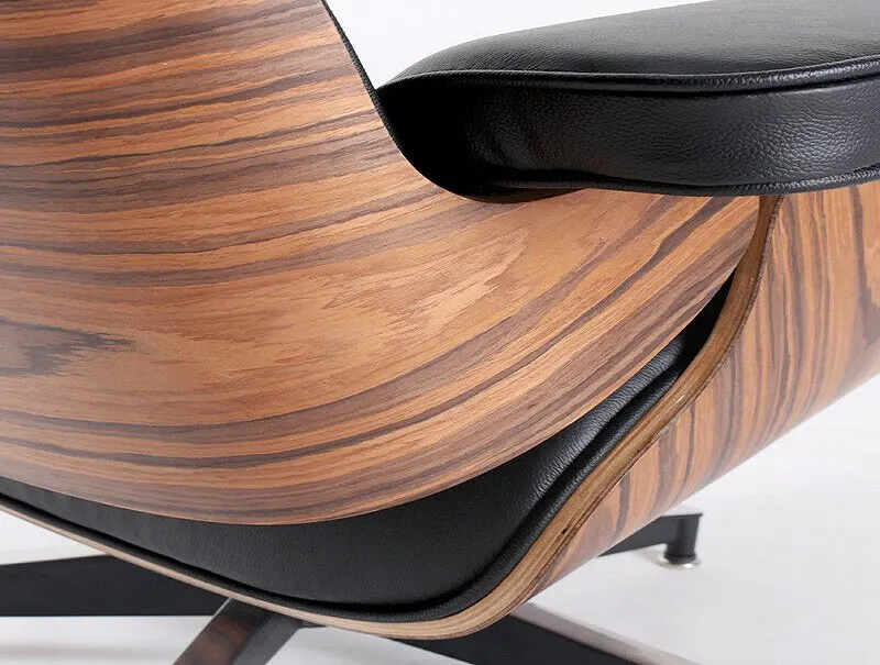 Eames Style Lounge Chair & Ottoman – Rosewood & Black Leather