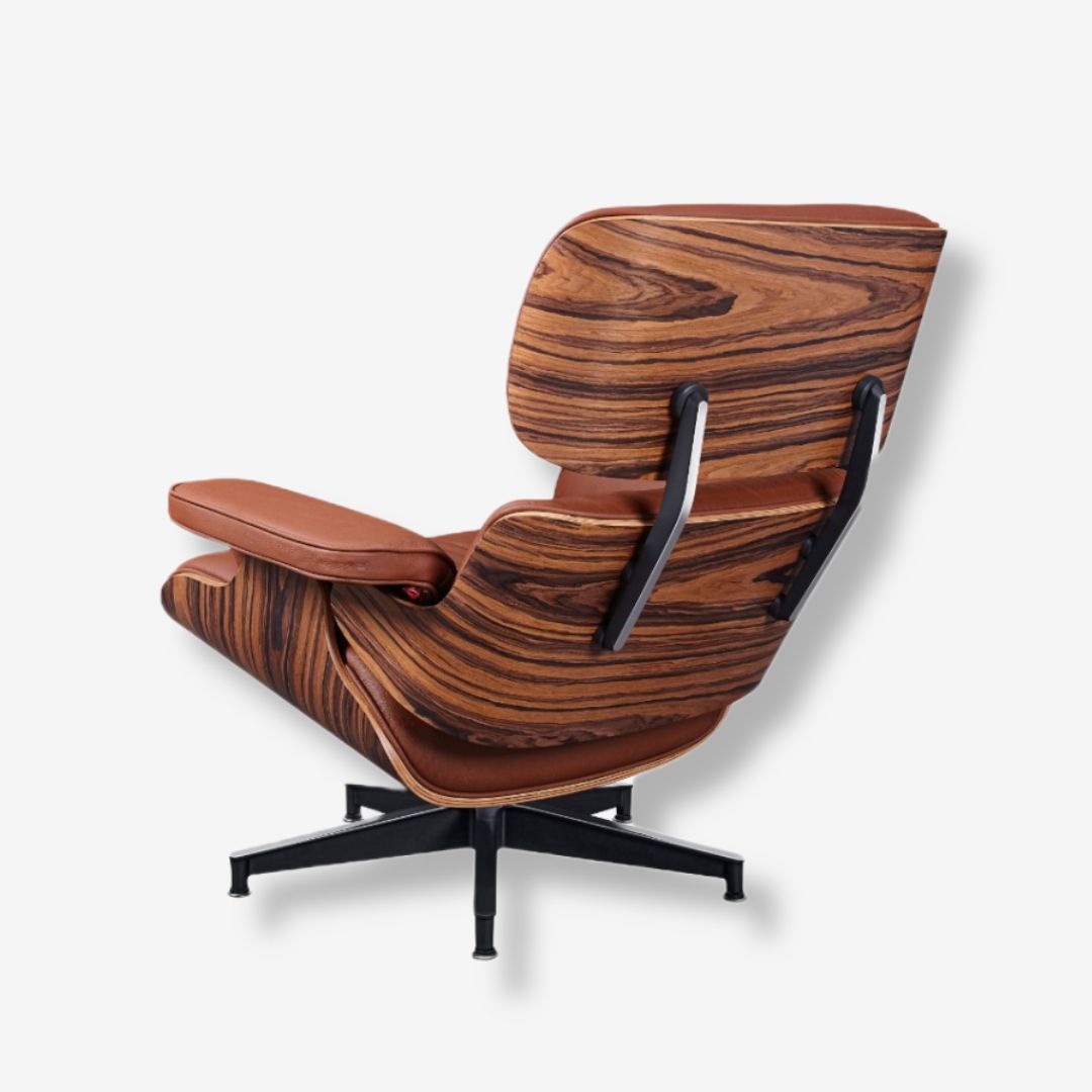 Eames Style Lounge Chair & Ottoman – Rosewood & Brown Leather