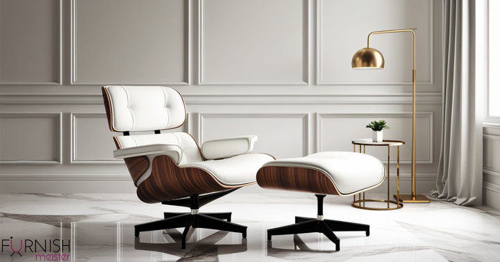 Mid-century modern Eames lounge chair in walnut wood