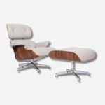 Eames Fauteuil Lounge mi-siècle et ottomane – Bois de noyer et cuir noir