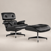 Eames All Black Lounge Chair & Ottoman – Ebenholz-Ascheholz | Schwarzes Leder