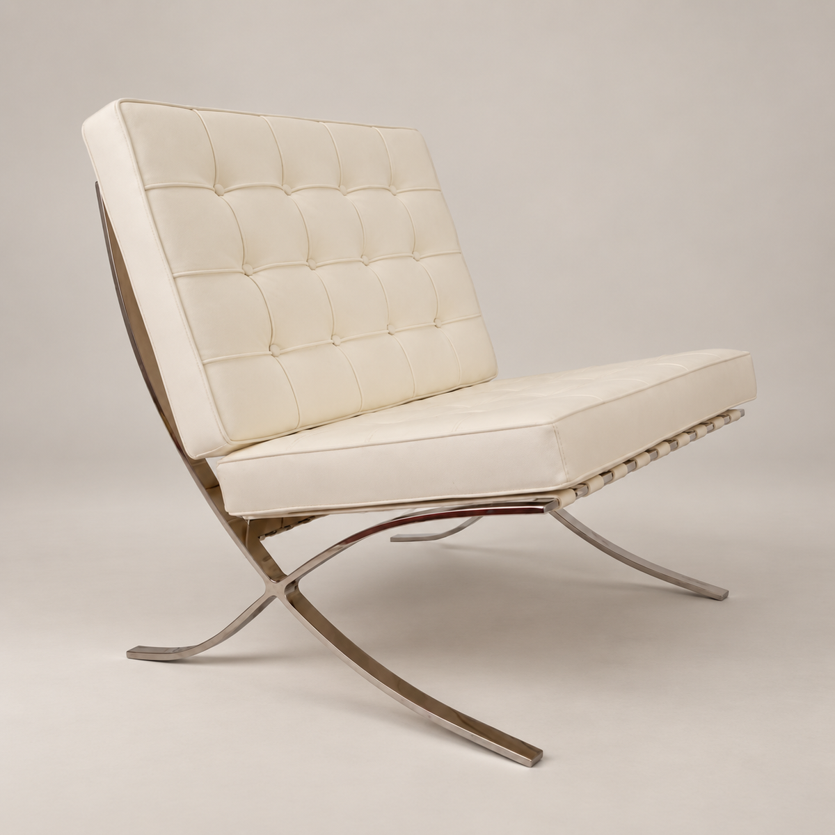Mies Premium Barcelona Stuhl - Elfenbeinweißes Leder