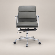 Eames Bürostuhl mit niedrigem Rücken und weicher Polsterung EA217 - Dunkelgrau