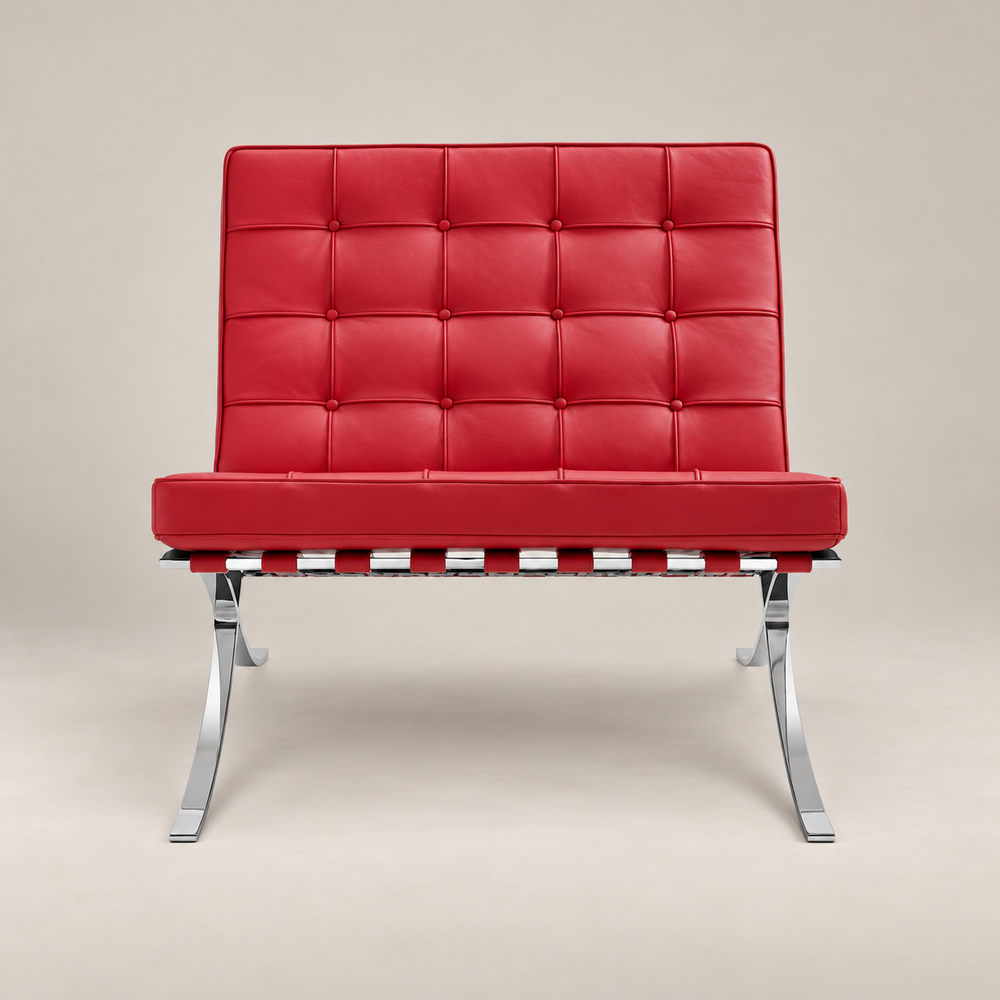 Buy Mies Barcelona Chair with Footrest - Statement Red Leather