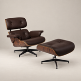 Eames Style Lounge Chair and Ottoman - Rosewood & Black