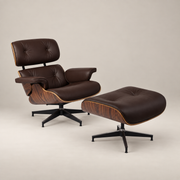 Eames Style Lounge Chair and Ottoman - Rosewood & Black