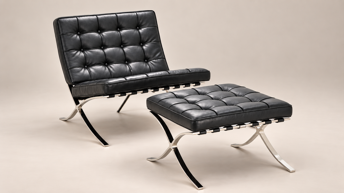 Buy Best Mies Barcelona Pavilion Chair with Footrest | Black