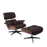 Eames Style Lounge Chair &amp; Ottoman - Palissander &amp; Donkerbruin Leer