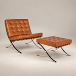 Chaise Mies Barcelona Pavilion avec repose-pieds | Marron Tan