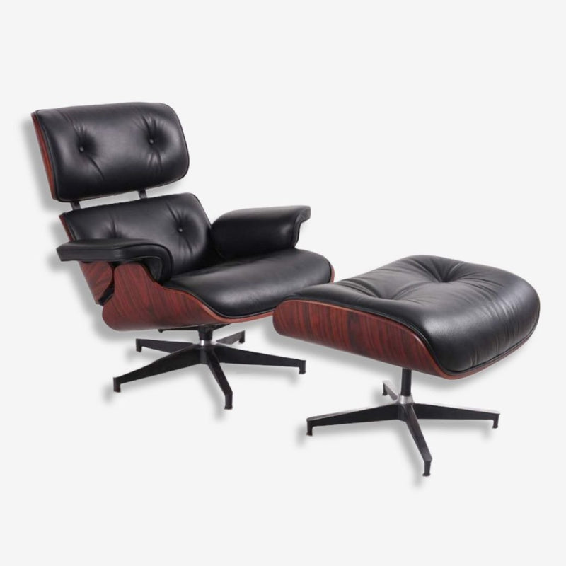 Eames Lounge Chair and Ottoman - Dark Rosewood & Black Leather