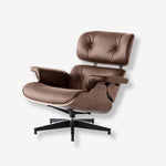 Eames Mid-Century Lounge Chair & Ottoman – Walnut Wood & Black Leather