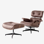 Eames Mid-Century Lounge Chair & Ottoman – Walnut Wood & Black Leather