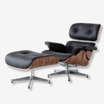 Poltrona Lounge Charles Eames com Pufe - Pau-rosa e Castanho-claro