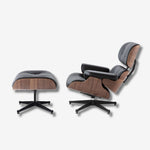 Eames Mid-Century Lounge Chair & Ottoman – Walnut Wood & Black Leather