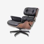 Eames Mid-Century Lounge Chair & Ottoman – Walnut Wood & Black Leather