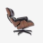 Eames Mid-Century Lounge Chair & Ottoman – Walnut Wood & Black Leather