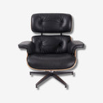 Eames Mid-Century Lounge Chair & Ottoman – Walnut Wood & Black Leather