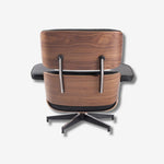 Eames Mid-Century Lounge Chair & Ottoman – Walnut Wood & Black Leather