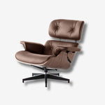 Eames Mid-Century Lounge Chair & Ottoman – Walnut Wood & Black Leather