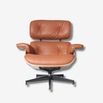 Eames Mid-Century Lounge Chair & Ottoman – Walnut Wood & Black Leather