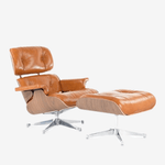 Eames Mid-Century Lounge Chair & Ottoman – Walnut Wood & Black Leather