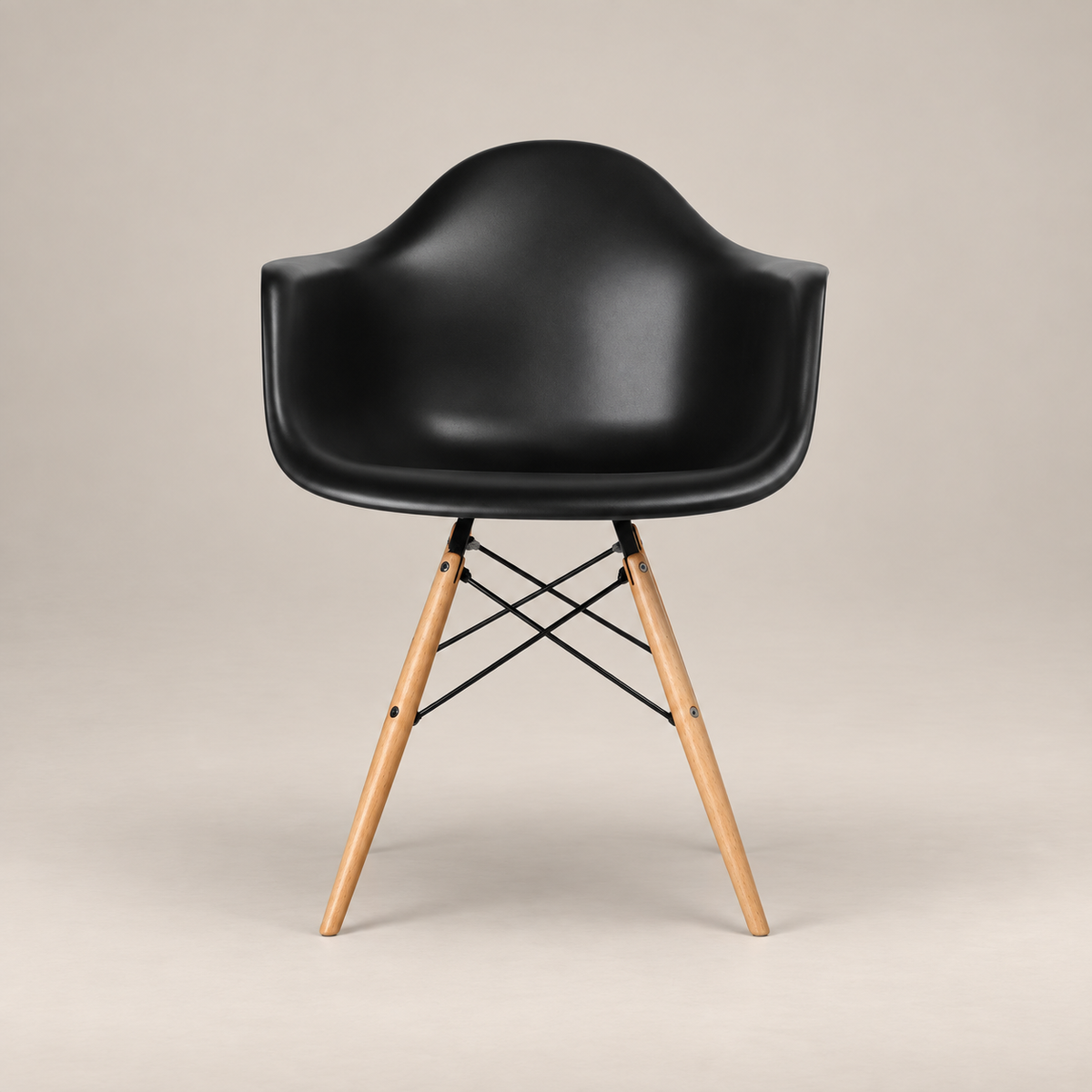 Eames Esszimmer-Seitenstuhl mit Armlehne - DAW | Schwarz
