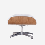 Charles Eames Inspired Lounge Chair & Ottoman - Ash Wood | White Leather