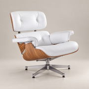Buy Charles Eames Lounge Chair Replica & Ottoman - Ash Wood | White Leather