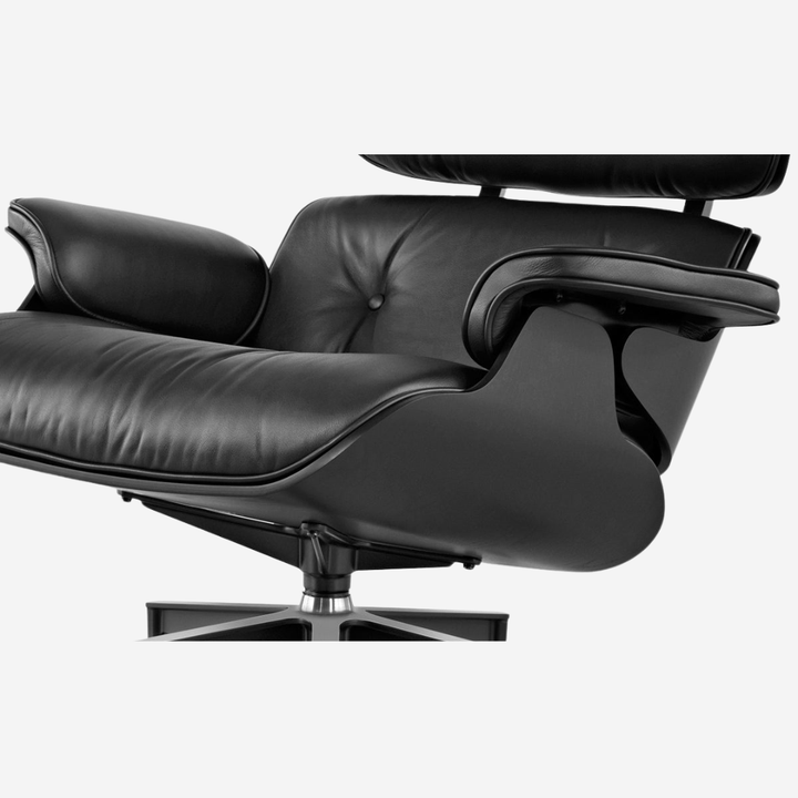 Eames All Black Lounge Chair & Ottoman  Ebony Ash Wood Black Leather