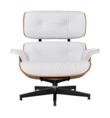 Eames Style Lounge Chair & Ottoman – Rosewood & White Leather
